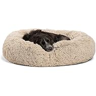 Best Friends by Sheri Luxury Shag Fur Donut Cuddler (30x30 Zippered, Taupe) â€“ Medium Round Dog & Cat Cushion Bed, Removable Shell, Warming, Cozy - Prime, Machine Washable - Medium Pets Up to 45lbs
