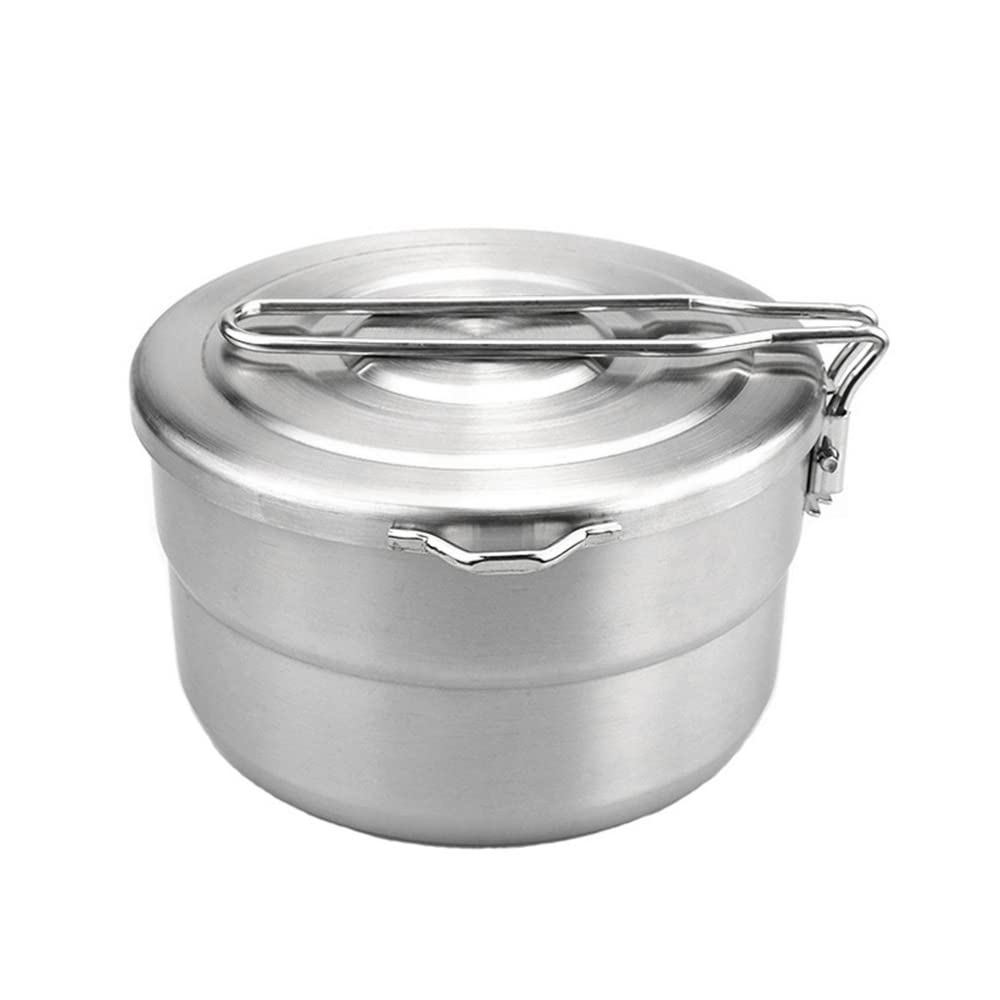 Lixada Stainless Steel Camping Pot 1.5 L Large Capacity Bento Pot with Storage Bag Stainless Steel Camping Cooking Pot Camping Hiking Picnic Outdoor Cookware for Camping Hiking Picnic