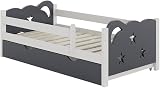 VitaliSpa Kids' Bed Jessica Grey/White 70x140 cm with Drawer view 1