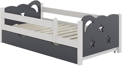 VitaliSpa Kids' Bed Jessica Grey/White 70x140 cm with Drawer