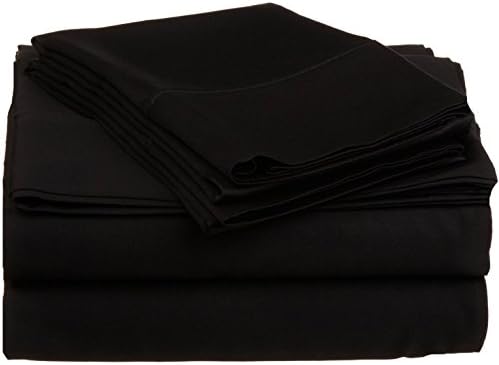 Perfect Fit Heavy Wight Egyptian Cotton Sheet Set Black Solid 4 Pieces Twin Extra Long Bed Sheets 100%- Cotton,10 Inches Deep Pocket