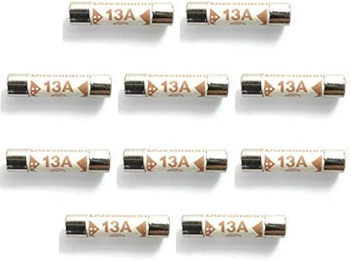 Fuse Cartridge 10pcs Durable Household 13AMP Mains Bulk Hardware Ceramic Tube UK Sockets Domestic(25x5.74mm)