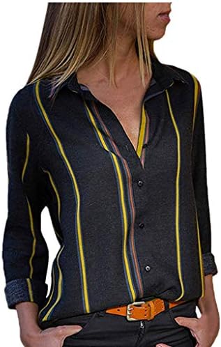 Blouses For Womens，Clearance Sale！！Farjing Womens Casual Long Sleeve Color Block Stripe Button T Shirts Tops Blouse