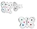 Hypoallergenic Sterling Silver Rainbow Polka Dot Butterfly Stud Earrings for Kids (Nickel Free)