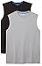Amazon Essentials Men's Performance Muscle T-Shirts, Pack of 2, Black/Medium Grey, Large