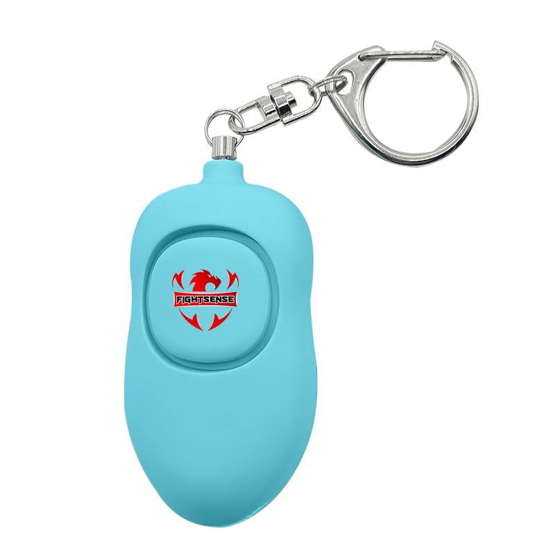 FIGHTSENSE Personal Alarm Keychain with Snap Hook, 130dB Siren Safety Alarm for Women LED Light (300m Audible) (Cyan)