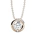 Cate & Chloe Zara 18k Rose Gold Round Cut Simulated Diamond Solitaire Pendant Necklace, Elegant Jewelry for Women, Gift for Her