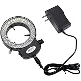 HAYEAR 144 LED Ring Light Lamp Illuminator Lighting Sourse for Industry Stereo Biological Microscope Camera with Power Adapter HY-144B (Black)
