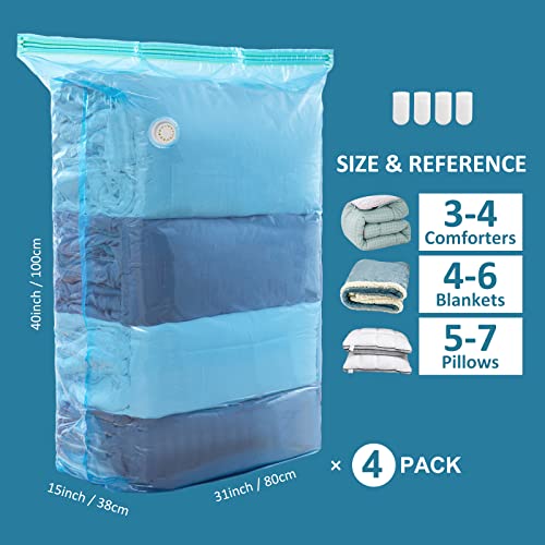 TAILI Vacuum Storage Bags Jumbo 4 Pack, Press To Exhaust Selflock