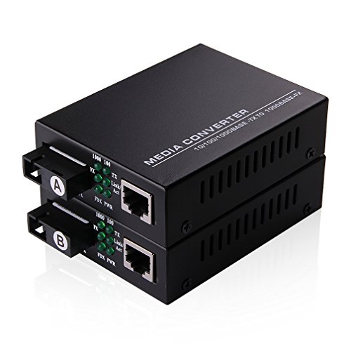 HiFiber A pair of 10/100/1000M Gigabit Ethernet Media Converter, Bi-Directional single-mode SC fiber, RJ45 to SC, 20KM