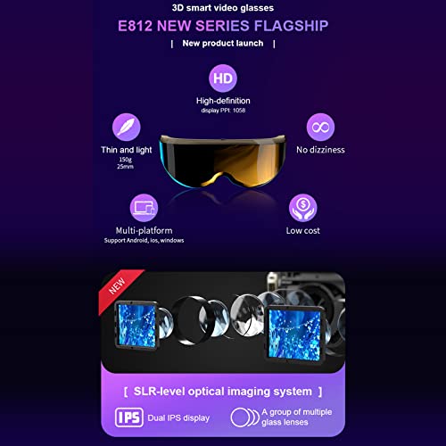 ERYUE VR Glasses, E812 Portable Video Glasses 3D Head Mounted