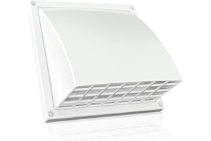 Outdoor Wall Air Vent Hood Outlet Cover with Rain Flap，Dryer Vent Cover for HVAC System Front Plate (Pipe Diameter-5IN)