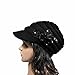 AutumnFall Womens Lady's Winter Cable Knit Visor Hat with Flower Accent (Black)