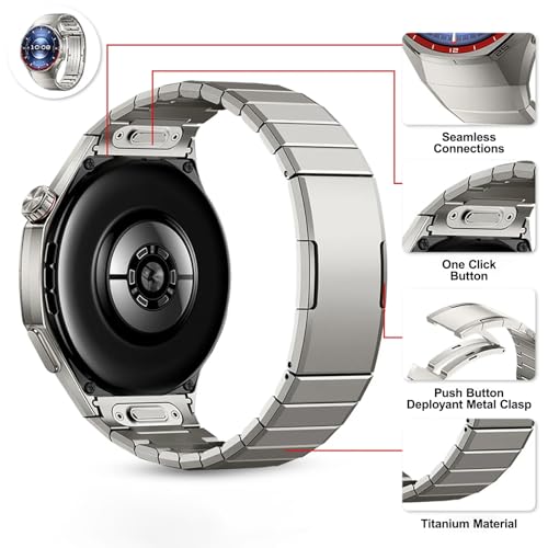 Hatolove Titanium Strap for Huawei Watch GT6 Pro 46 mm, with DLC Coating and Folding Clasp – Lightweight, Anti-scratch, Modular Design for Huawei GT6 Pro 46 mm