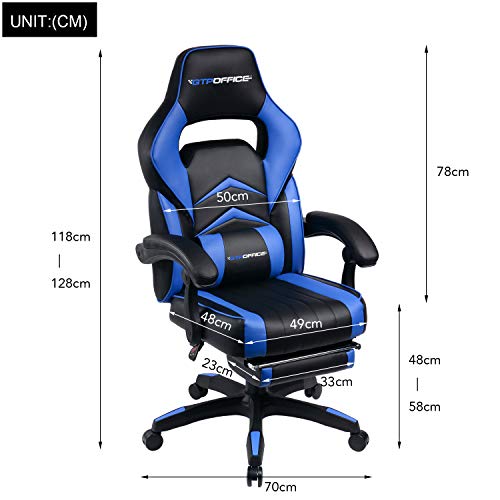 GTPOFFICE Gaming Chair Racing Style Office Swivel Computer Desk Chair Ergonomic Conference Executive Manager Work Chair PU Leather High Back Adjustable Task Chair with Lumbar and Padded Footrest