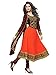 Sourbh Women's Orange Faux Georgette Embroidered Semi-Stitched Partywear Dress Material
