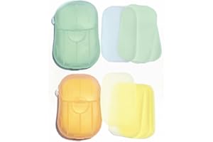 YSSZAM 100Pcs Blue Portable Soap Sheets, Mini Portable Travel Soap Paper Sheets Disposable Water Soluble Hand Washing Bath Scented Paper Soap Camping Hiking and Shampoo for Outdoor(Green&Yellow)