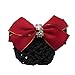 Szeagle Women Bun Cover Net Snood Bowknot Decor Barrette Hair Clip Red