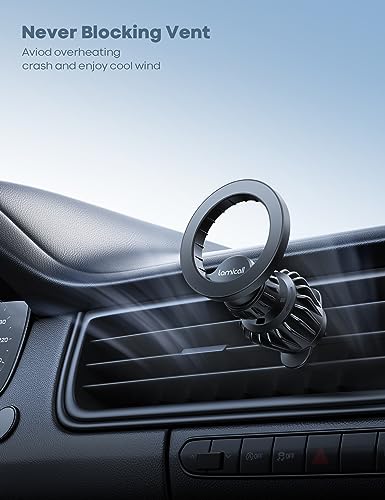 Lamicall Fits MagSafe Car Mount - [20 Super Magnets] Magnetic Car Phone Mount, Air Vent Phone Holder Car, Mag Safe Cell Phone Holder Clip for iPhone 17/16/15/14/13/12 Seires, MagSafe Case