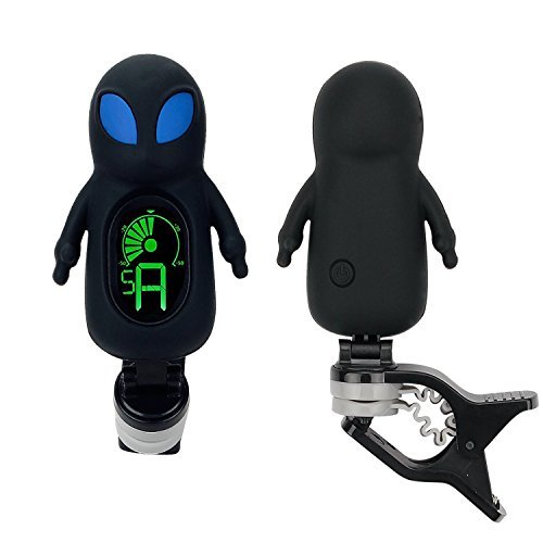 Guitar Tuner Clip-On with LCD Display for All String Instruments with Bass, Ukulele,Violin Accessories (alien-black)