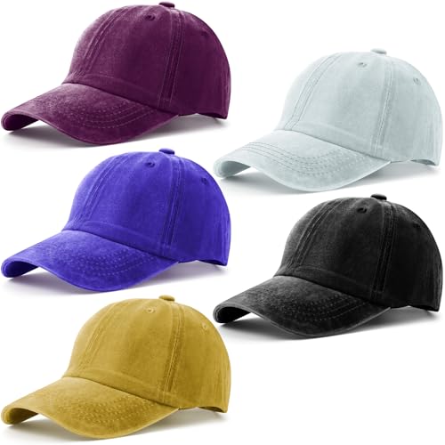 Glitopper 5 Pcs Vintage Baseball Cap for Men Woman Bulk Adjustable Size Low Profile Baseball Hat Cotton Caps(Classic Color) at Amazon