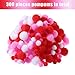 Sumind 300 Pcs Valentines Pom Poms Mini Craft Pom Poms Assorted Pom Poms Red White Pink Fluffy Pom Balls Small Craft Pompoms for Valentine's Day DIY Home Party Decorations, 3 Sizes 3 Colors