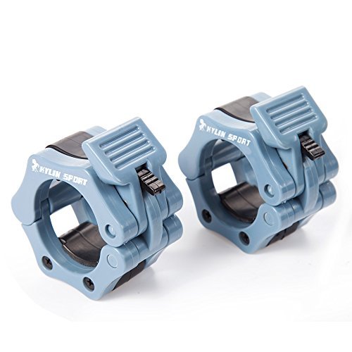 KYLIN SPORT Pair of 2" inch ABS Locking Collars Clamp Hook Grip w/Quick Release Secure Snap Latch For Standard Olympic Barbells (Grey)