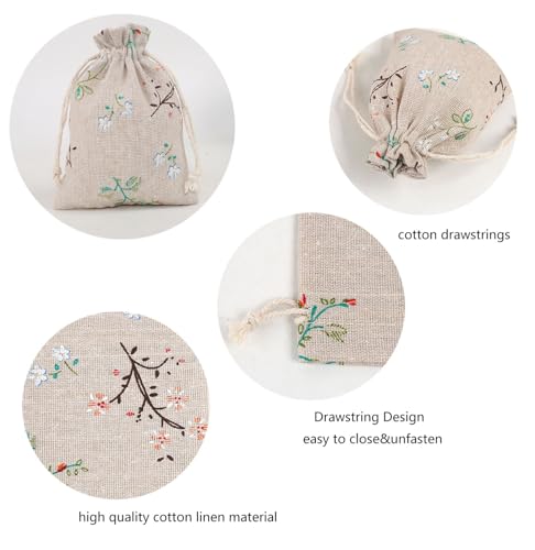 DAHI Pack of 25 Cotton Bags with Drawstring 10 x 14 cm Small Fabric Bags Gift Bags Linen Hemp Jute Drawstring Bags for Jewellery