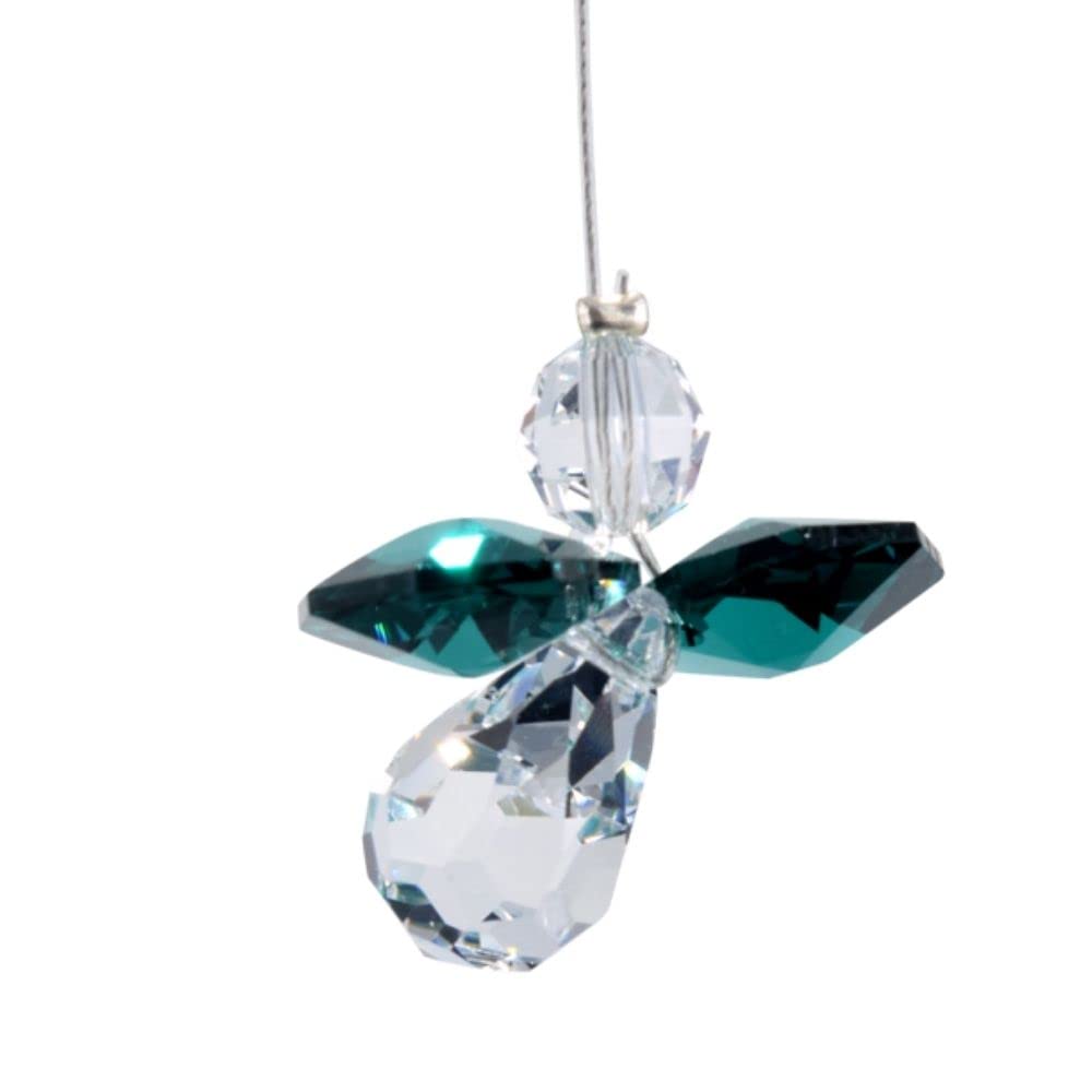 Hanging Crystal Guardian Angel Birthstone Suncatcher MAY - EMERALD - Embellished with Swarovski Crystals