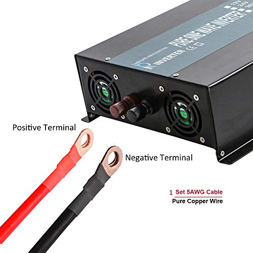 WZRELB 1000W Pure Sine Wave Solar Power Inverter 24V 120V 60Hz Power Converter LED Display DC to AC Power Generator with Wireless 100ft Remote Controller - Thumbnail 3