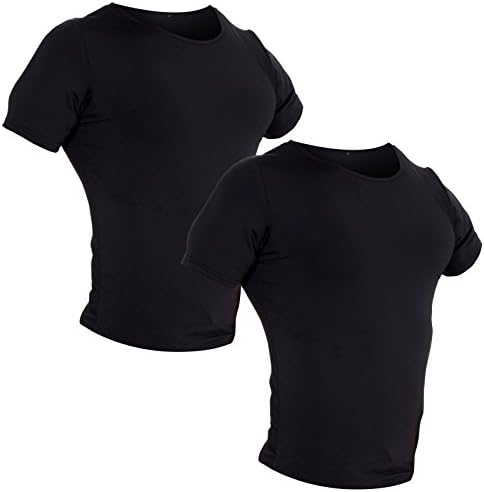Men's Light Compression Crew Neck Shirt - Slimming Tee (2 Pack)