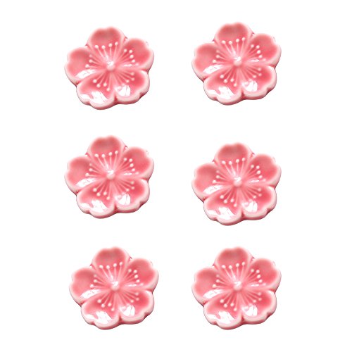 CHOOLD Elegant Cherry Blossom Ceramic Chopsticks Rest Rack Dinner Spoon Stand Knife Fork Holder,Sakura Chopsticks Stand(Set of 6) - Thumbnail 7