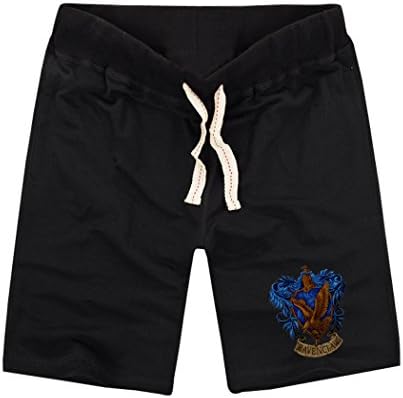 Sysuer Mens Harry Potter Ravenclaw Logo Cotton Gym Shorts Casual Short Black