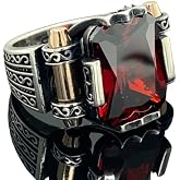 Mercan Silver Men's Handmade Ruby Stone Ring, Ottoman Style, 925k Sterling Silver, Red Stone, Statement Ring