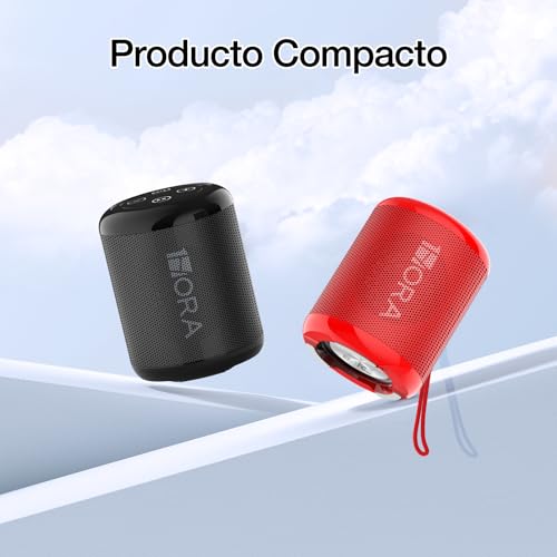 1 Hora Bocina Bluetooth Portátil 5W, Mini Bocina Inalámbrica con USB-C, Radio FM, TWS, USB/TF/AUX, Manos Libres, Batería 1500mAh, Bocina Pequeña para Viaje, Oficina y Casa, Negro