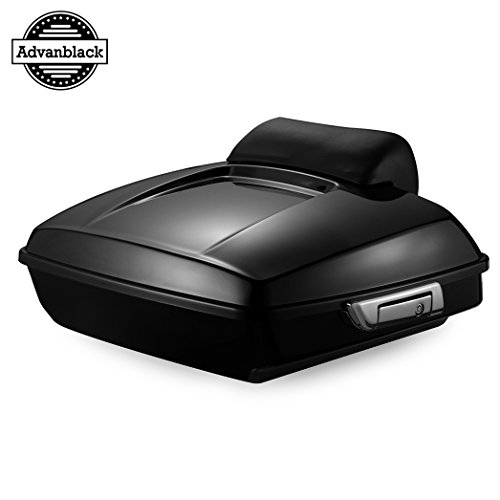 Low-profile Razor Tour Pack Fit for Harley Touring 2009+, Vivid Black, Pizza Box, Backrest Pad
