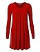 MBJ Womens V-Neck Long Sleeve Pleats Tunic Dress Top - Made in USA