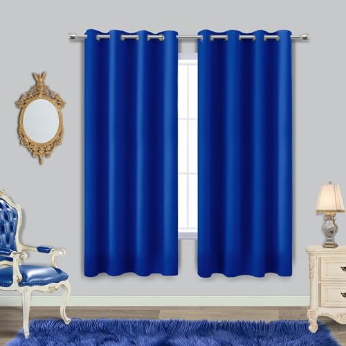 Cobalt Blue Curtains 72 Inch Length for Bedroom 2 Panels Set Grommet Blackout Window Thermal Insulating Room Darkening Light Blocking Kids Curtains for Teen Boys Room Decor 72 Inches Long Royal Blue