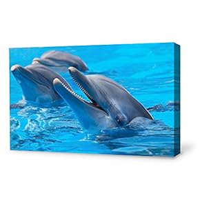 Canvas Wall Art Lovely Dolphin Canvas Prints Home Artwork Decoration for Living Room,Bedroom - 12x18 inches