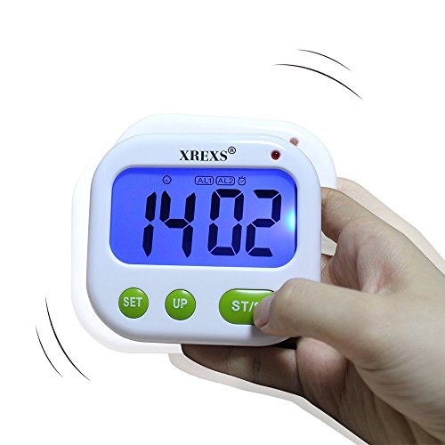 Kitchen Timer,XREXS Vibrating Alarm Clock with Large Backlit LCD