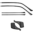 Maya Star 2 Pairs Lengthened TR Material Eyeglasses Replacement Temples + Eyeglass Ear Hooks, Anti-Slip Silicone Eyeglass End Tips Ear 119x6.3mm