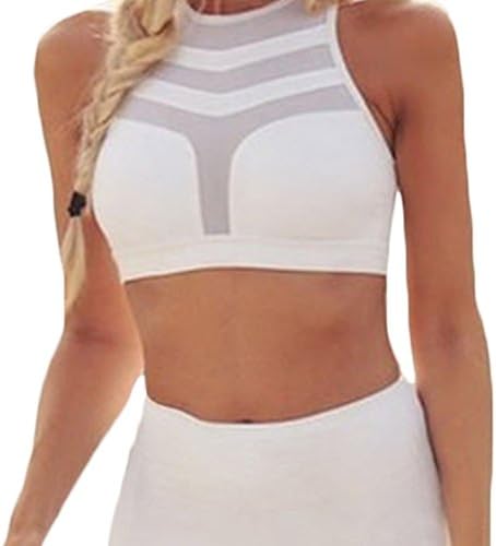 WANGSCANIS Womens Yoga Sports Bra Medium Support Wirefree Gym Workout Fitness Activewear (Tag M - US 6, White)