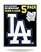 A&A Global 5 Pack Los Angeles Dodgers Vinyl Decal Sticker Set, 3.5 H x 2.57 W inch, Logo in LA Dodger Team Colors. L.A. Major League Baseball Emblem.