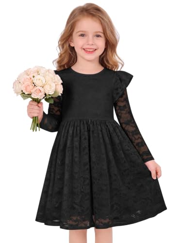 Haloumoning Toddler Girls Lace Tutu Dress Fall Ruffle Long Sleeve Dresses at Amazon