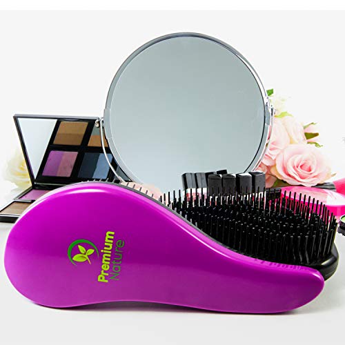 Detangling Hair Brush Gift Set - Two Piece No Pain Glide Thru Detangler Brushes For Curly Straight Wavy Wet & Dry Thick or Thin Tangle Hair Women Men Kids Hairbrush Teezer Comb Sets (Black & Purple)