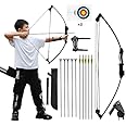Runzkzy Bow and Arrow for Teens Beginner Archery Set for Youth Bow and Arrow Shooting Practice Compound Bow for Kids Backyard and Outdoor Archery Training Middle School Boy Gifts