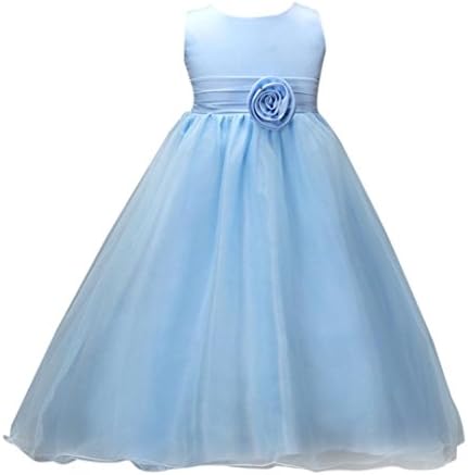 Kstare Kids Baby Girls Bridesmaid Lace Flower Boho Birthday Wedding Pageant Princess Formal Dress (4T, Blue)