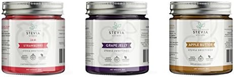 Stevia Kitchen Sugar Free Jelly, 8 oz Jar (3 Flavor Variety Pack)