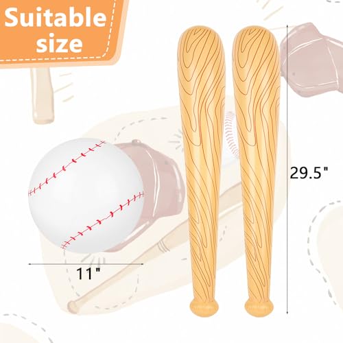 AMOR PRESENT 3PCS Inflatable Baseball Set, 11 Inch Beach Ball Baseball 30 Inch Baseball Bat Inflates for Kids Pool Party Favors