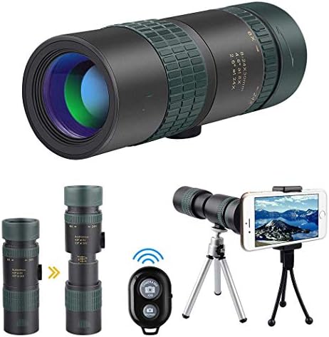 AZWE Monocular Telescope, 8-24X30Mm Waterproof Scope Withand Prism for High Definition Wide View, Two Tripod and Remote Control Provide Stable and No Shake